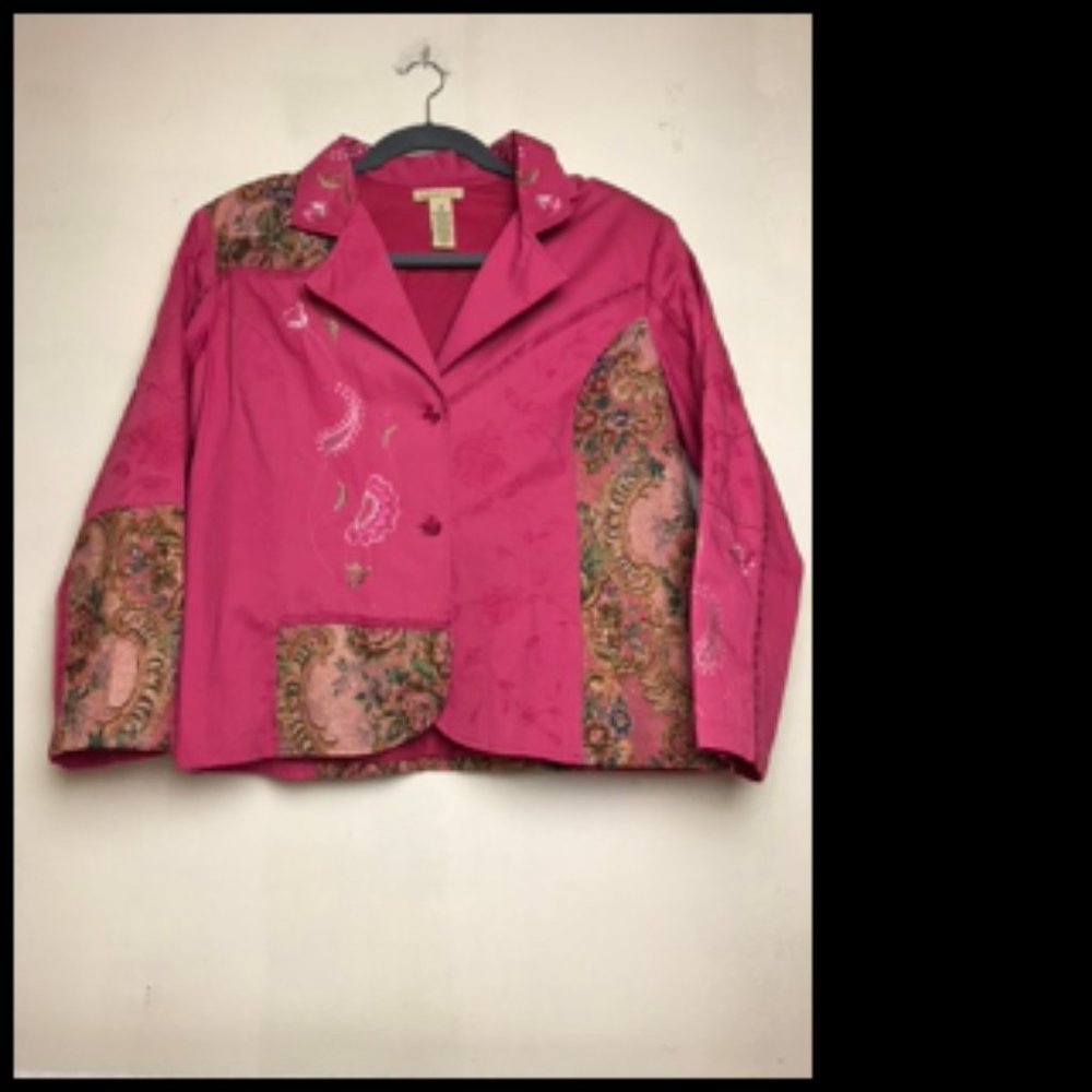 Bechamel Woman Cotton Embroidery & Glitter Patchwork Lined Jacket Size 1X